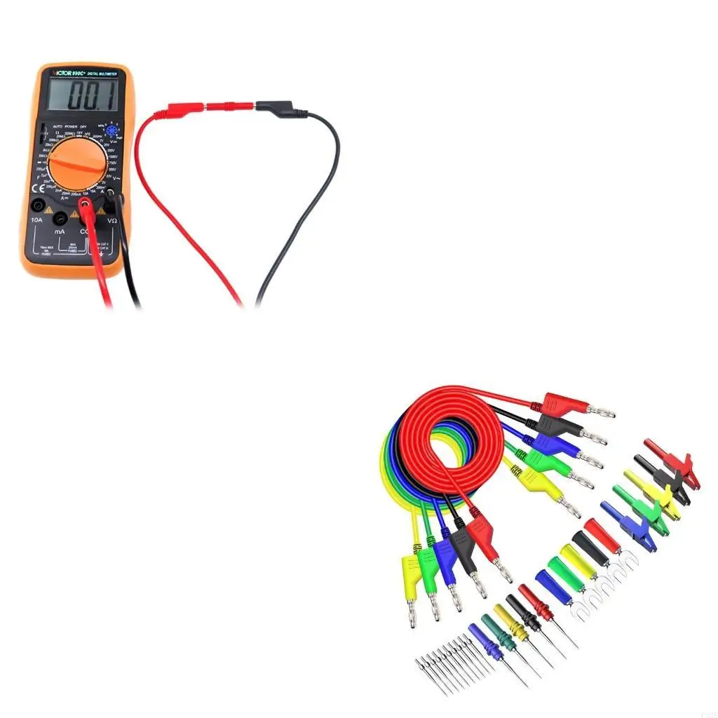 

P82E 4mm Banana To Banana Plug Test Leads с клипами Alligat или для мультиметра