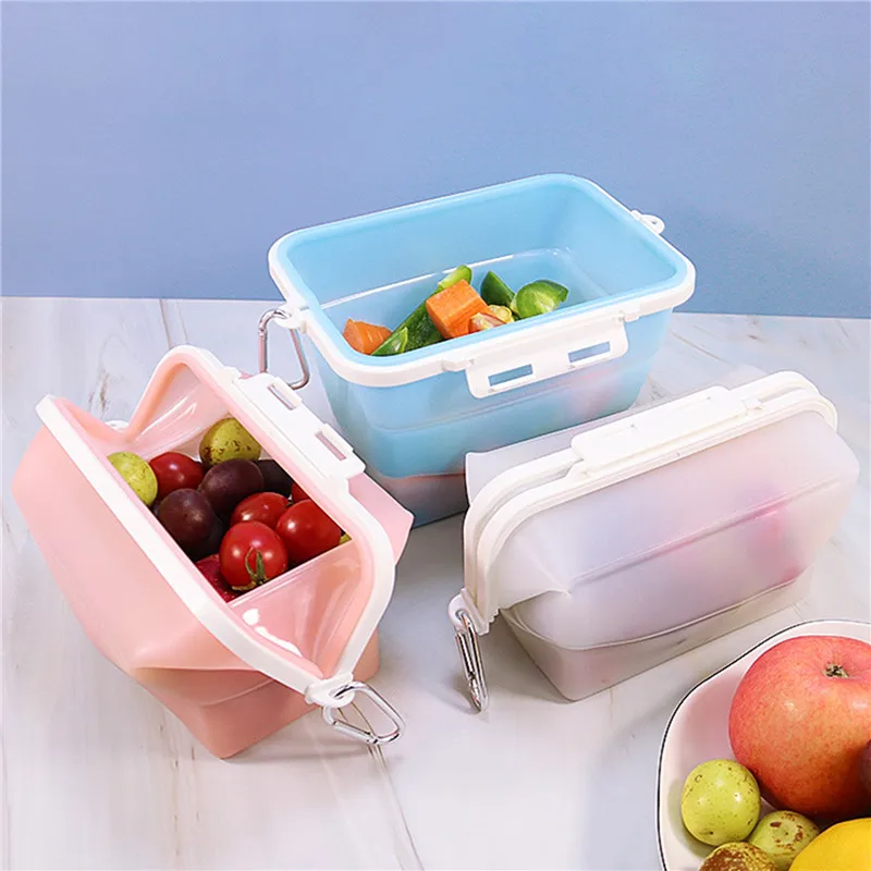 

Silicone Food Storage Box Reusable Stand Up Zip Shut Bag Leakproof Containers Fresh Bag Food Storage Bag Fresh Wrap Bag