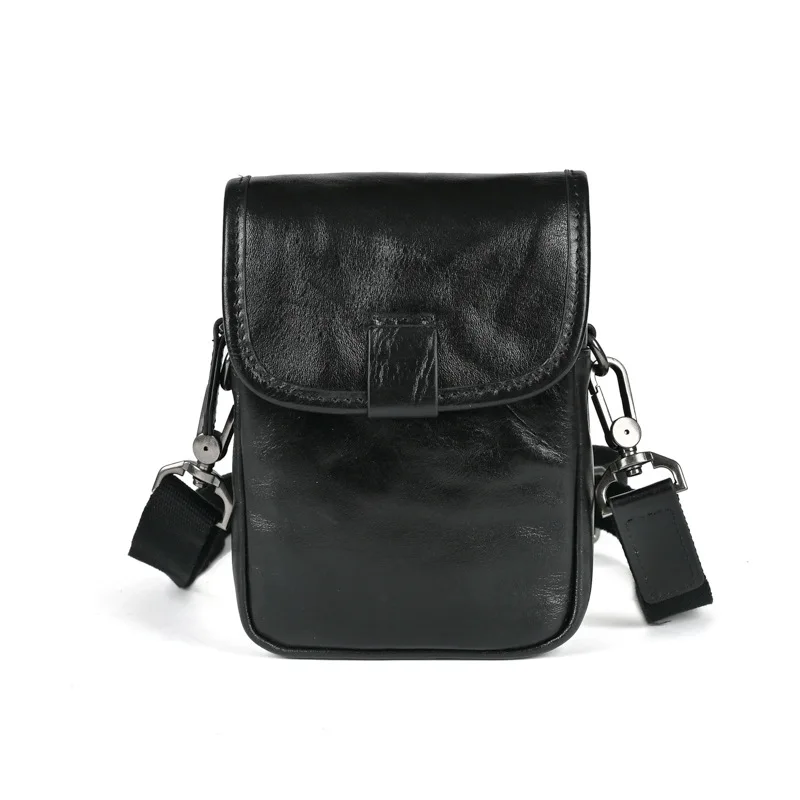 

Черная сумка через плечо из натуральной яловой кожи, органайзер в минималистском стиле с регулируемым ремешком для повседневного использования, повседневная сумка через плечо