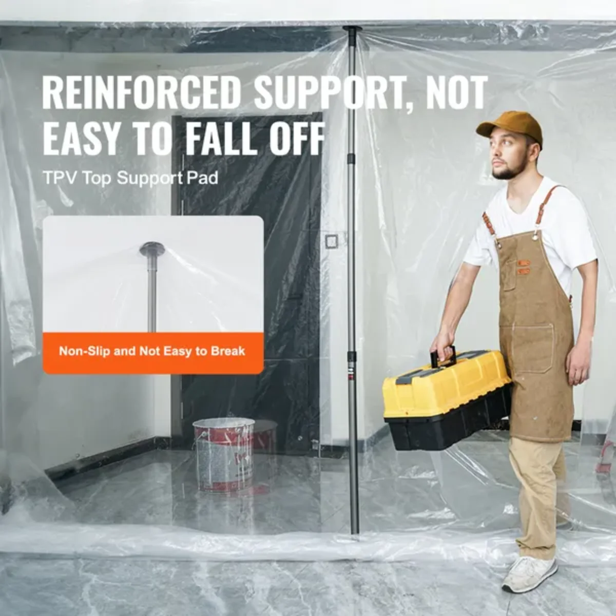 VEVOR Dust Barrier Pole - 12 Ft with 4 Extendable Rods Dust Control System