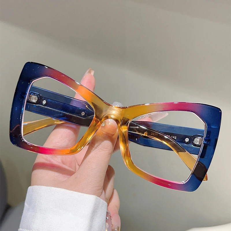 KAMMPT Übergroße schmetterlingsförmige Brille für Damen, 2022, neue Mode, blaues Licht blockierende optische Rahmen, niedliche Bonbonfarben-Randbrille