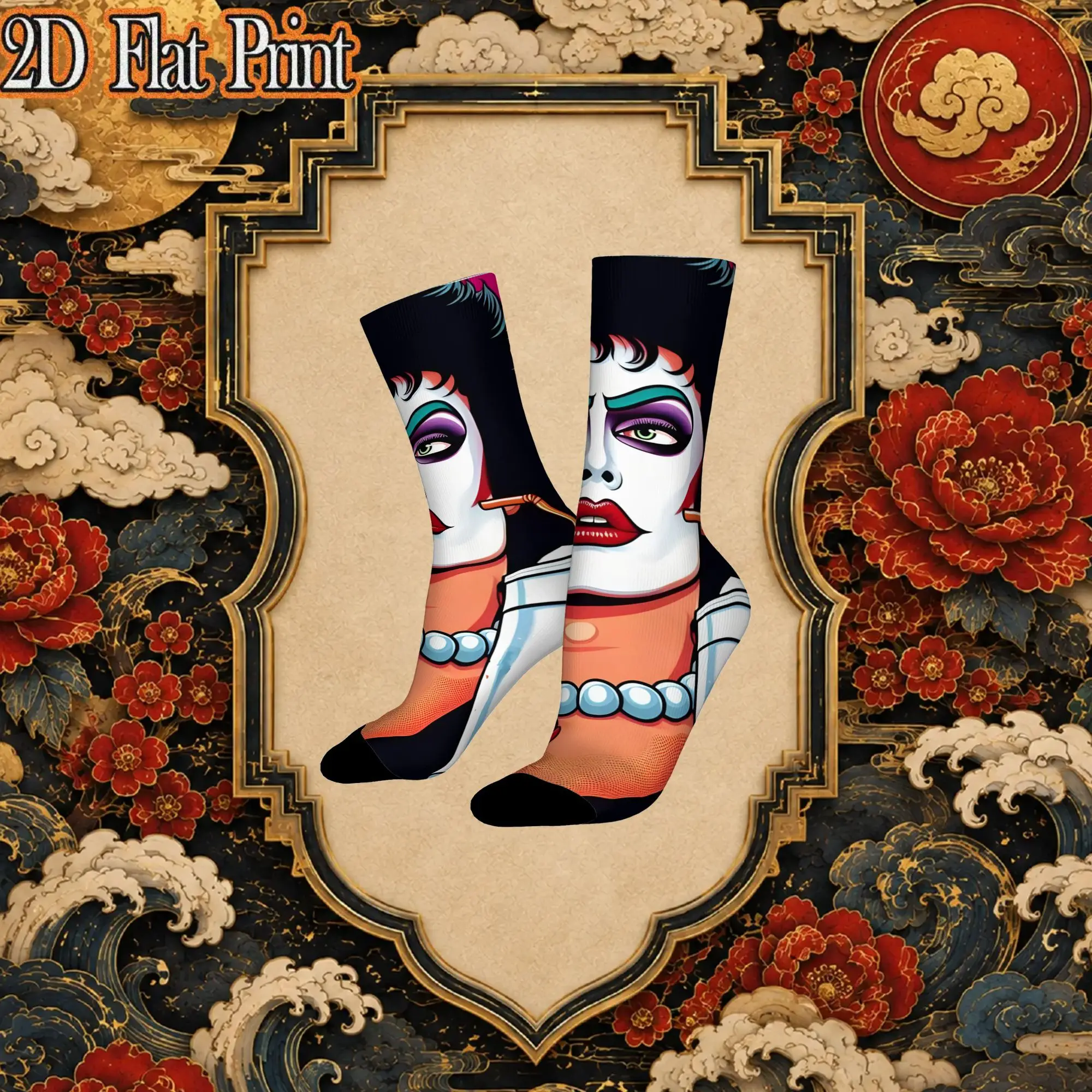Dr Frank N Furter Vintage Rocky Horror Show Street Style Novelty Seamless Mid Tube Creative Sock Sports Socks