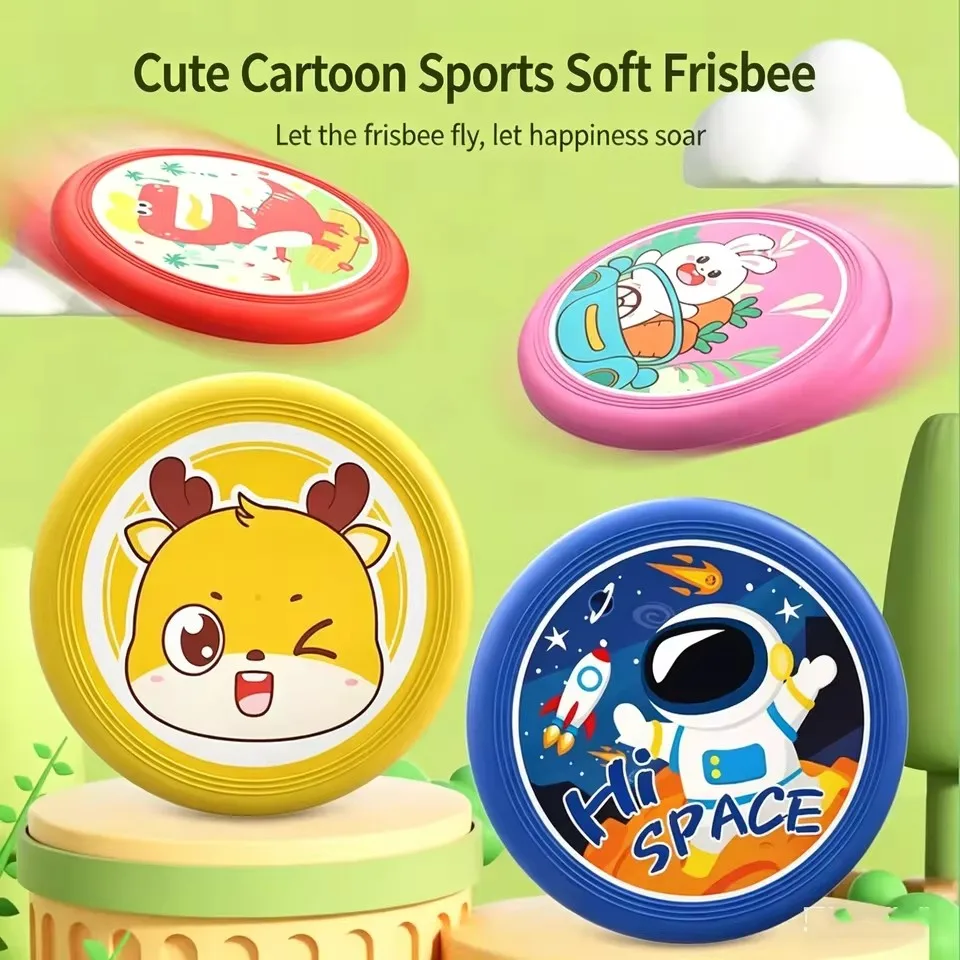Soft Rubber Frisbee Cartoon Flying Disc Safe Outdoor Sport Toy Game for Boys Girls Beach Backyard Family Play