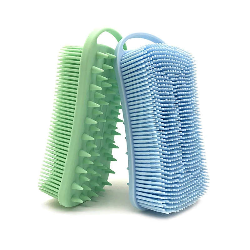 2 In 1 Silicone Shower Brush Scrubber Soft Scalp Massager Shampoo Brush Double-Sided Body Brush Foam Skin Clean Tool