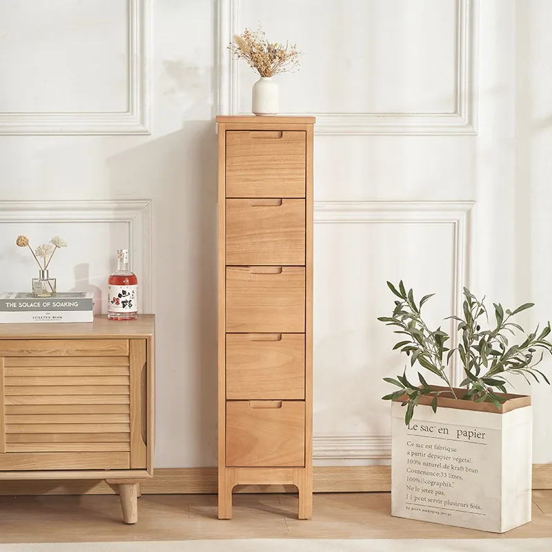 

Bucket cabinet European pastoral bedside table retro storage cabinet solid wood storage crevice side living room