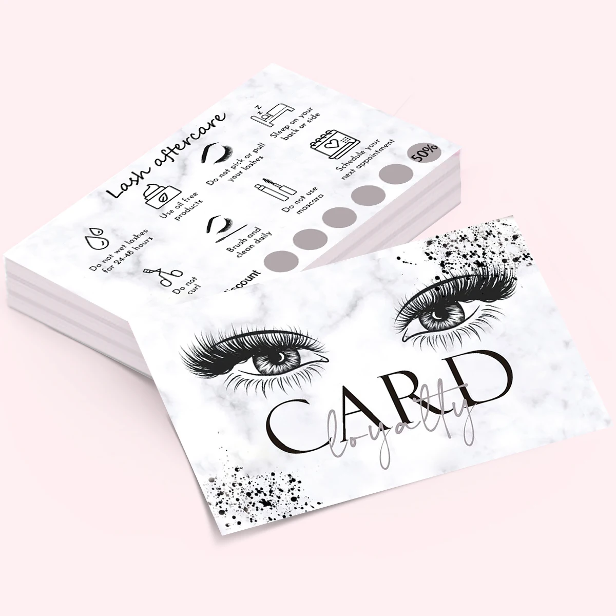 OKAYLASH Marble Eyelash Card Lash Extension Loyalty Card Lash Business Card Discount Card Wholesale Supplier