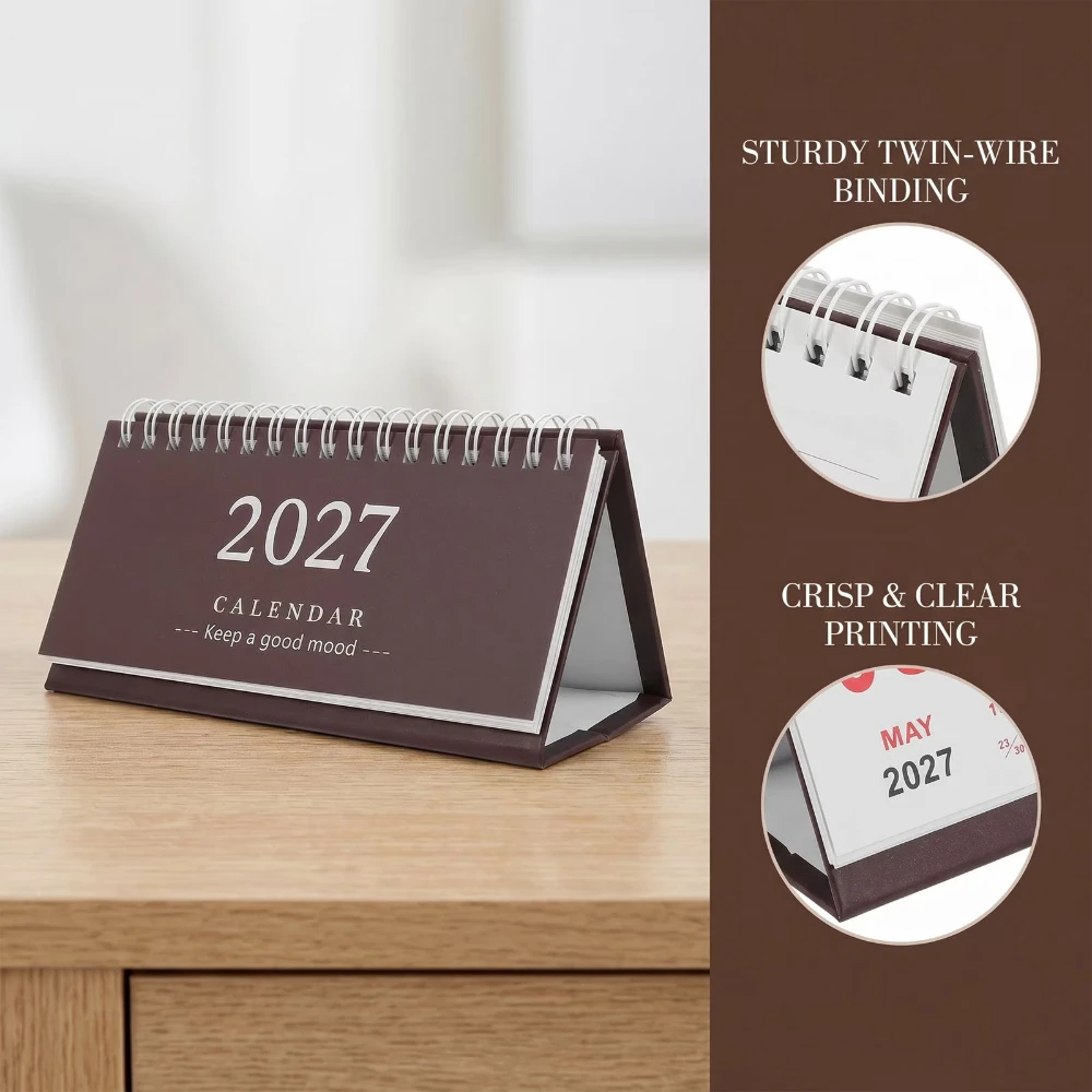 2027 Mini Desk Calendar Simple Style English Calendar Desktop Display Portable Decoration Handmade Diary July 2026 to Dec 2027