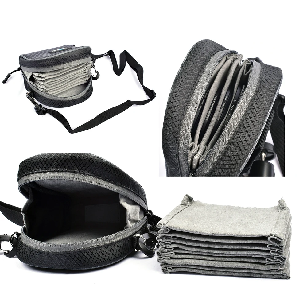 Lightdow Portable Camera Lens Filter Case Pouch Filter Shoulder Bag with Belt for Camera Accessories.