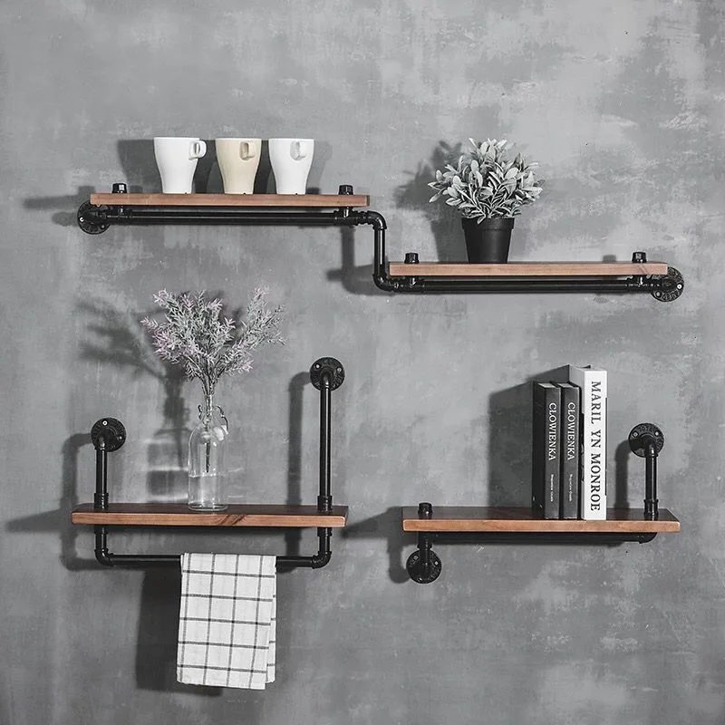 

Wall creative wrought iron shelf side hanging living room bedroom school office metal bookshelf