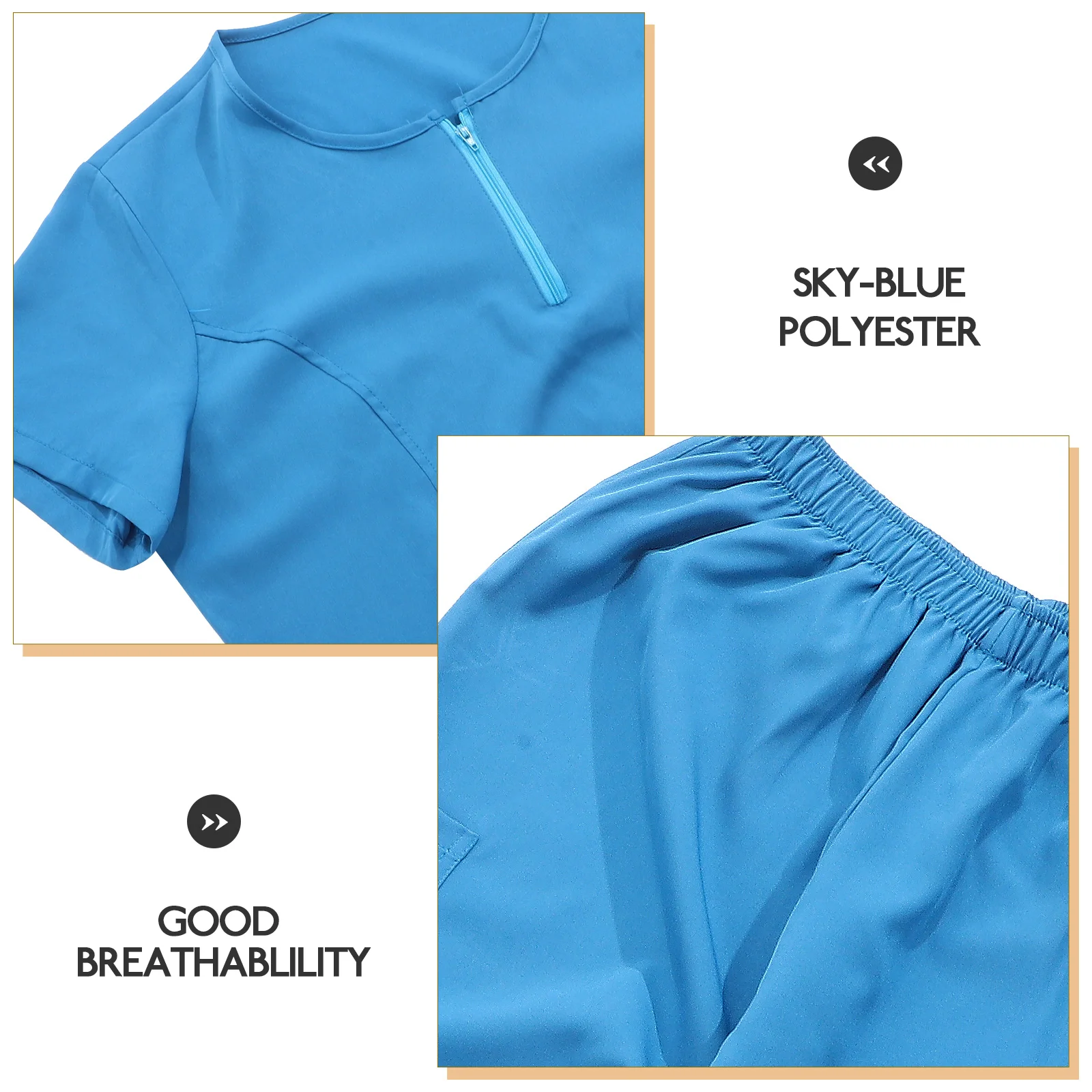 

1 set Nursing Work Clothes Hospital Doctor Uniform Women Short Sleeve Lake Blue XL Lightweight Polyester Costumes