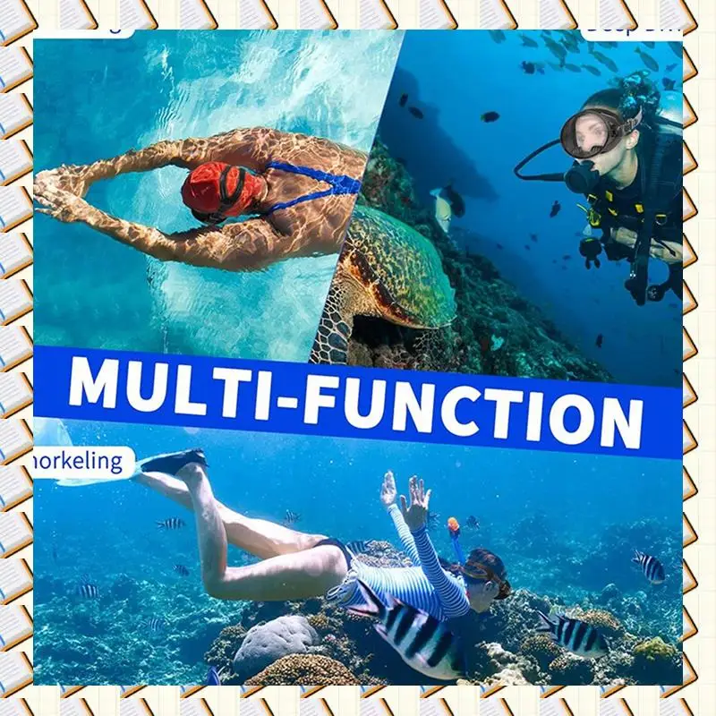 A14M HD Field Of Vision Diving Goggles Waterproof Anti-Fog Explosion-Proof Silicone Goggles Retro Free Diving Masks Black+Transp