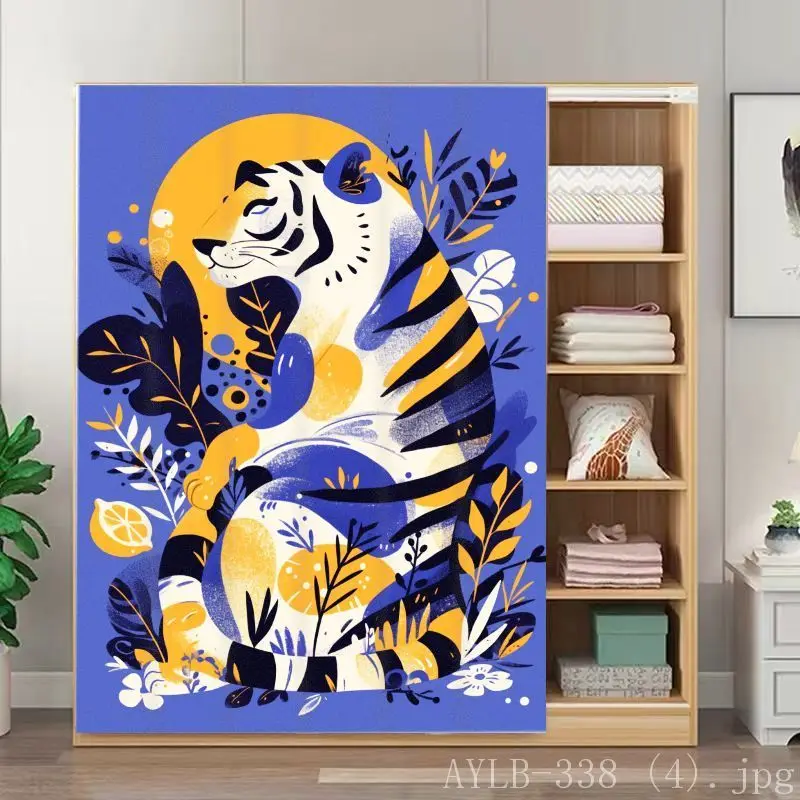 VIKAMA Aesthetic Leopard Noren Door Curtain Jungle Japanese Style Wardrobe Closet Organizer Partition Home Decor Minimalist