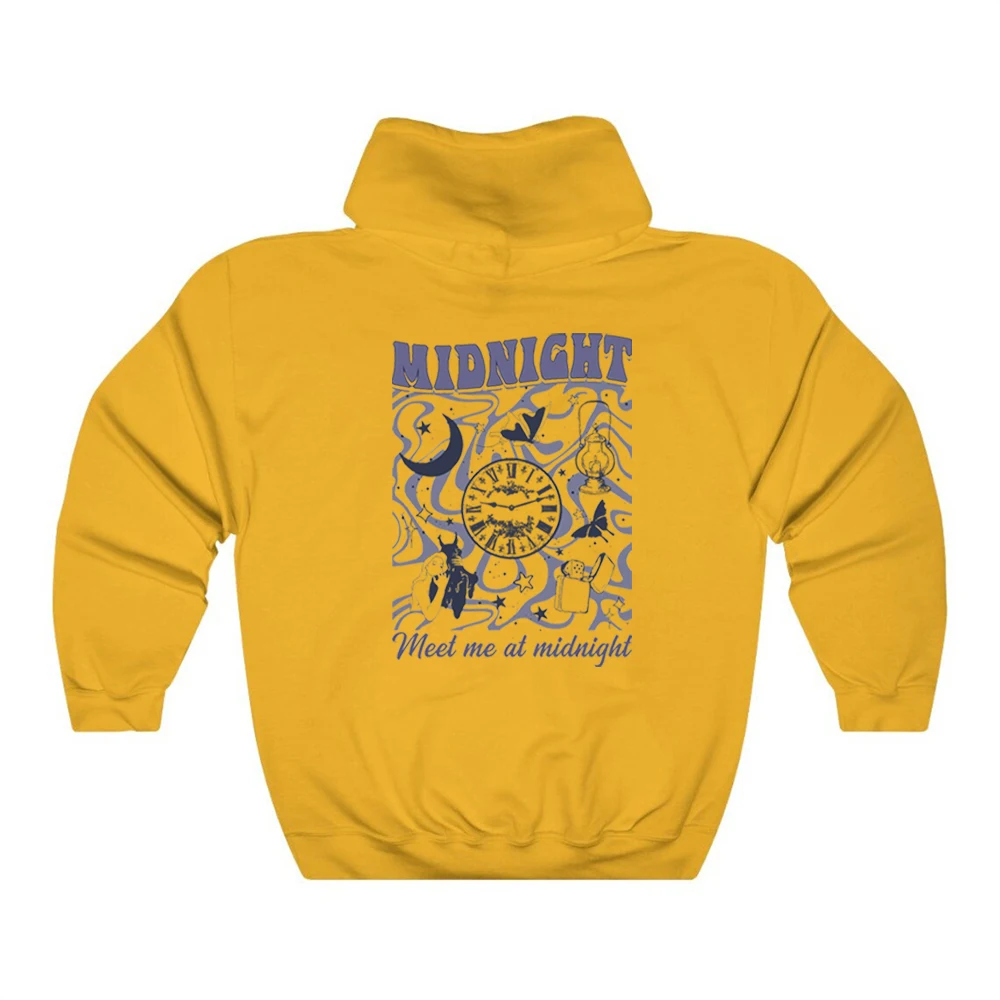 Meet Me At Midnight Hoodie Midnights Album Retro Back Print Hooded Sweatshirt The Stories of 13 Sleepless Nights Midnights Merch