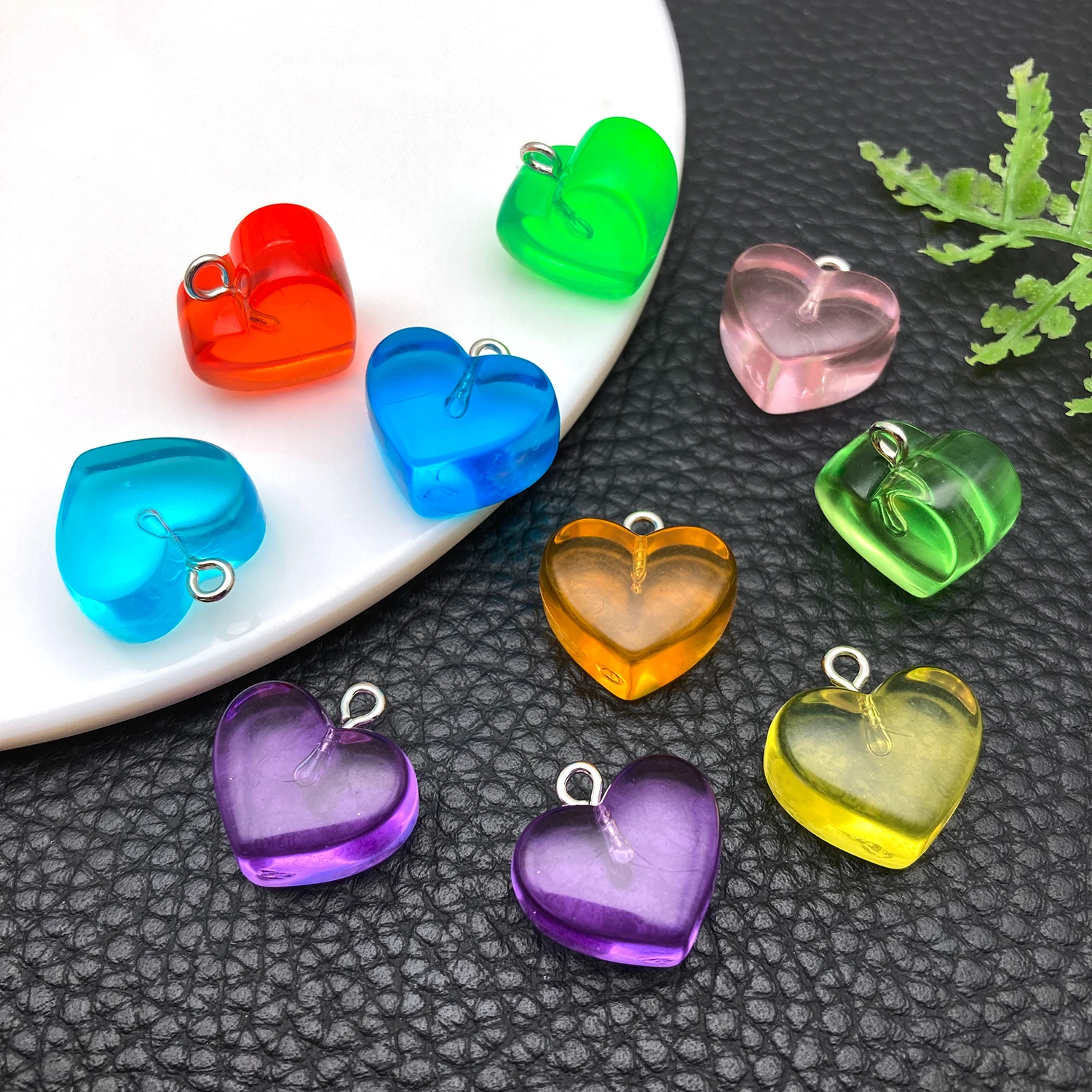 10pcs Resin Transparent Love Charms Pendant Suitable for DIY Earrings Necklaces Key Chains Making Ornament Accessories