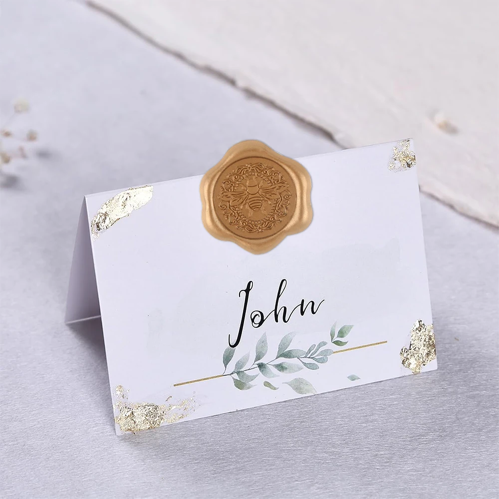30pcs Text Style Botanical Bee Bunny Wax Seal Stickers Wax Self-Adhesive Wedding Invitation Envelope Seal Gold Stickers