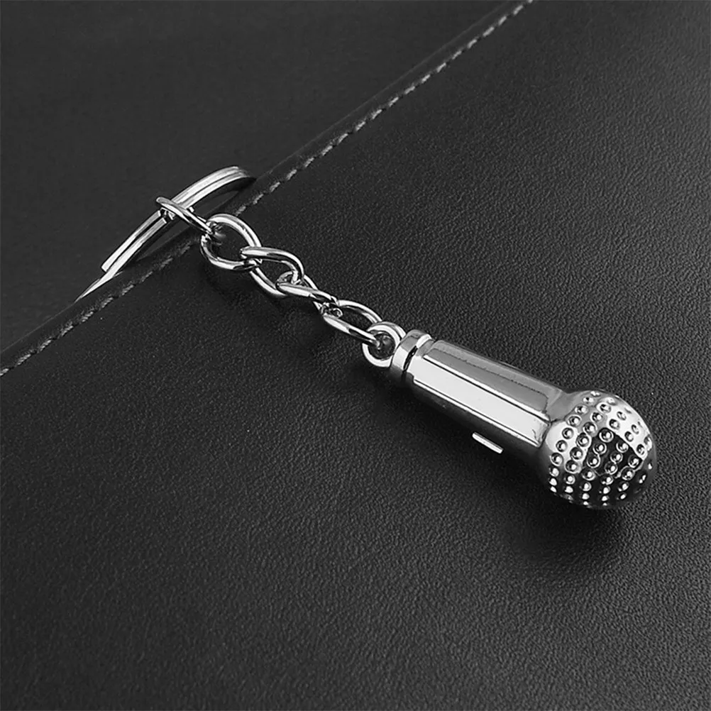 5Pcs Metal Microphone Keychains Elegant Key Decoration Unique Workmanship Stylish Key Ring Keychain for Bags Backpacks Small