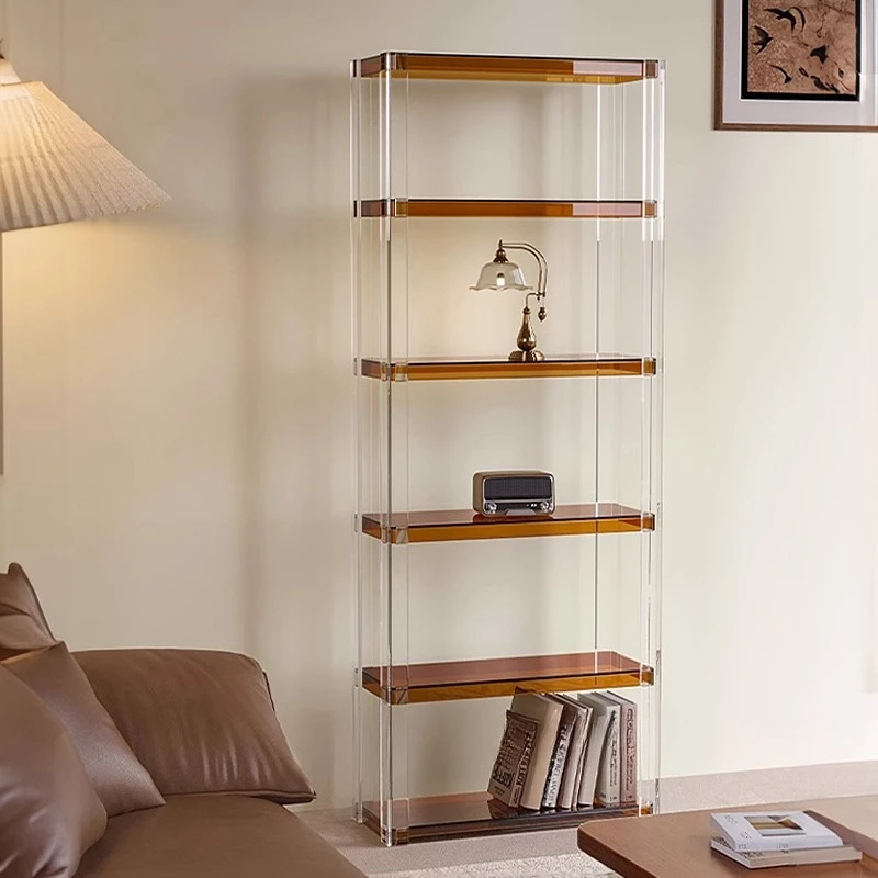 

Acrylic bookshelf, living room against the wall, bedroom storage bookcase, corner floor shelf