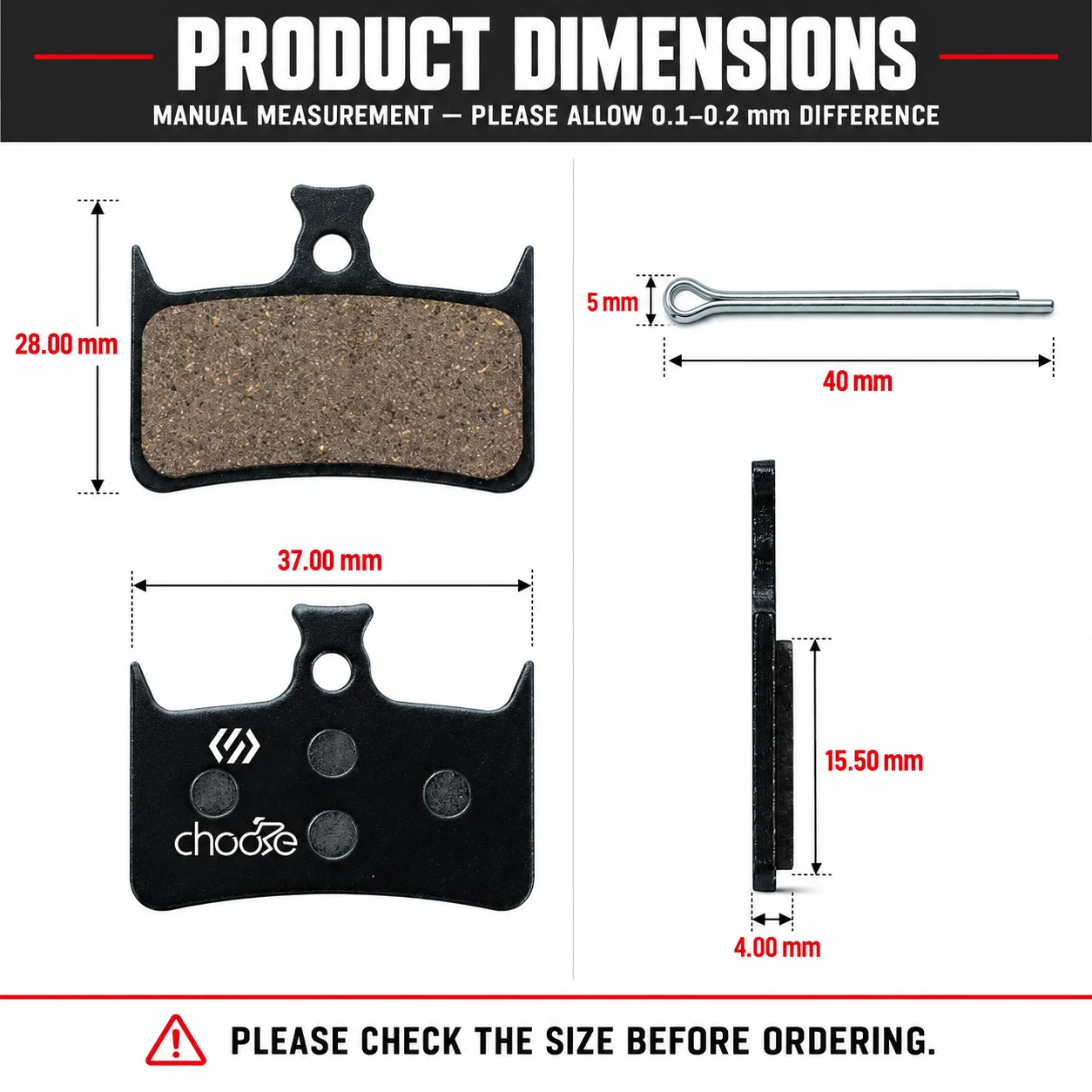 Chooee Resin Metal Disc Brake Pads for Hope E4 RX4 Hydraulic Calipers MTB Mountain Bike Replacement Parts