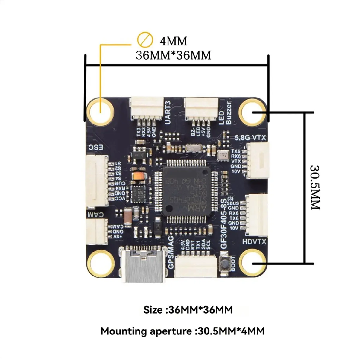 T35C GF30F405 Flight Controller with ICM42688P 3-8S Lipo Input Signal Dshot 30.5mmx4mm for Long Range FPV Drone