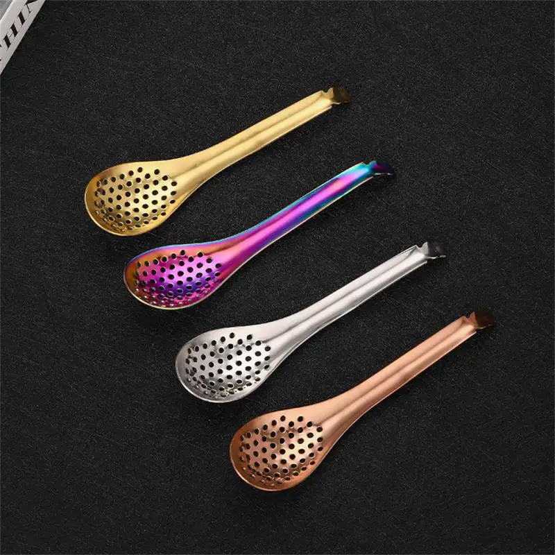 1/2PCS 304 Stainless Steel Perforated Kitchen Spoon Molecular Cooking Caviar Colander Filter Kitchen Hot Pot Colander Cooking