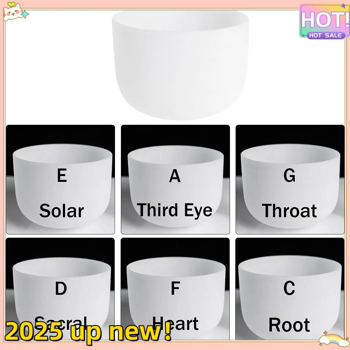 

Classy-8Inch Note Perfect Sound Chakra Frosted Quartz Crystal Singing Bowl