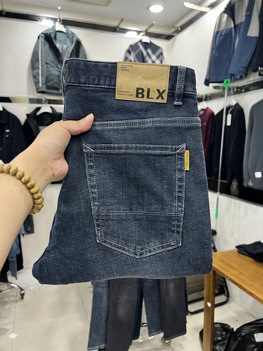 

Skin-Friendly Cotton Denim Jeans Slim Fit Thickened Fleece Autumn Winter Men's Fashionable Stylish Jeans Breathable Warm