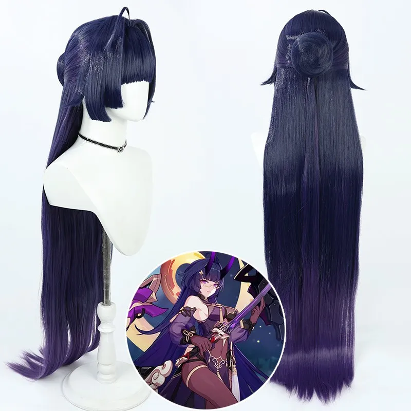 Game Honkai Impact 3rd Raiden Mei Cosplay Wig Herrscher of Thunder's Long Straight Heat Resistant Synthetic Hair Wigs + Wig Cap
