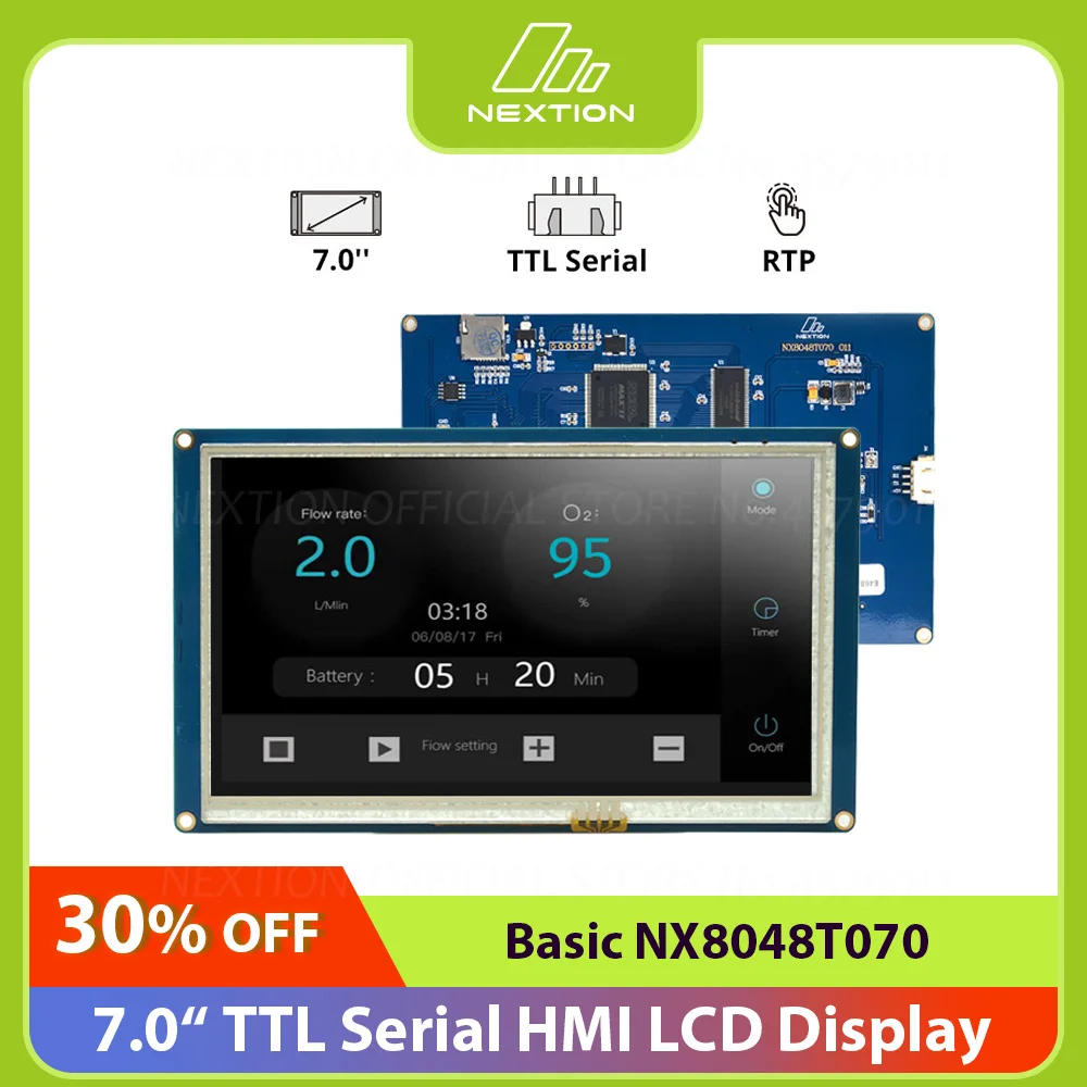 

Nextion NX8048T070 - 7.0" Intelligent Resistive Touch Display USART TFT HMI Module Solutions To Traditional LCD/LED Nixie Tube