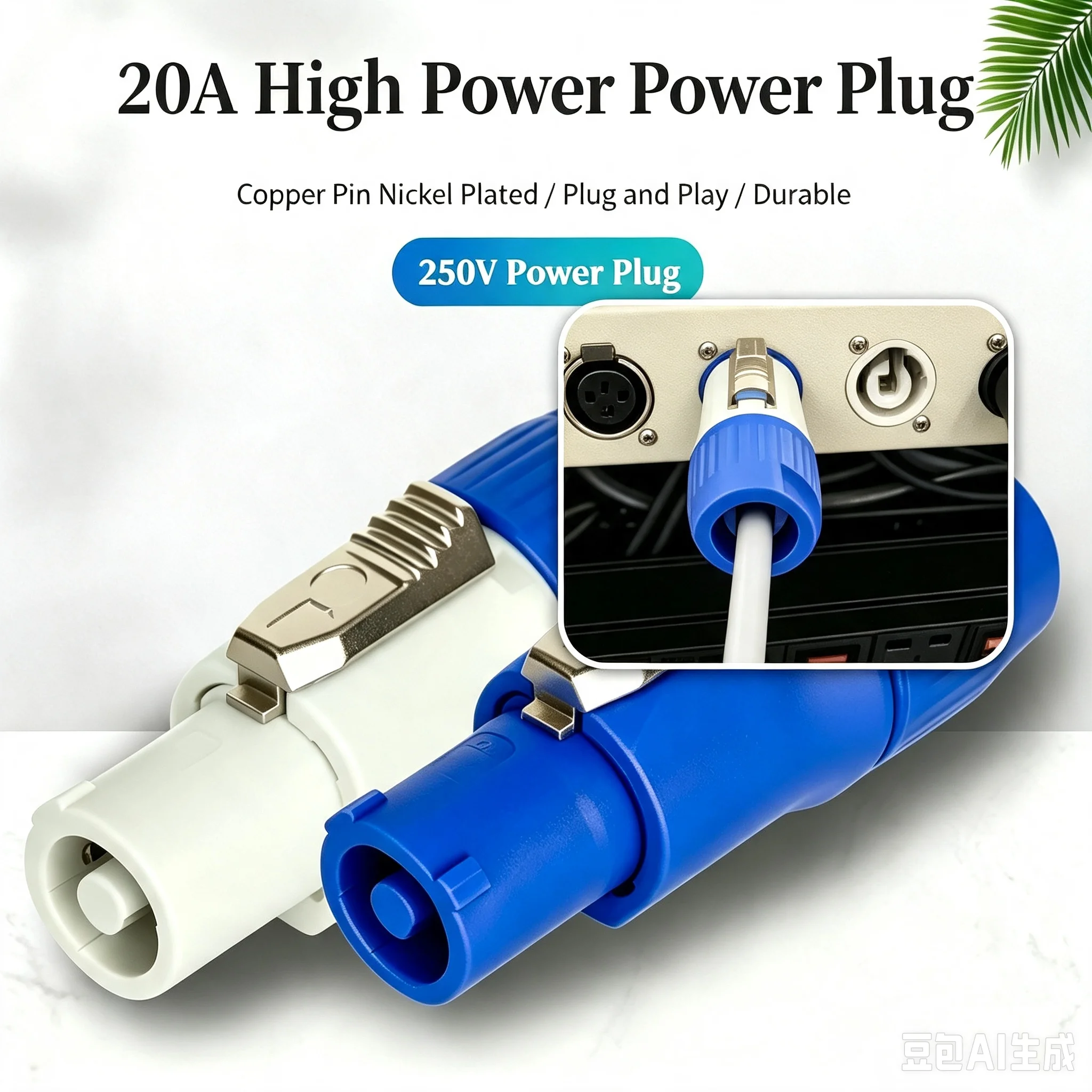Beam Lights 3-pin Power Connector for 20A Input/output Plug LED Display Screen Connector Stage Lighting Waterproof Connector