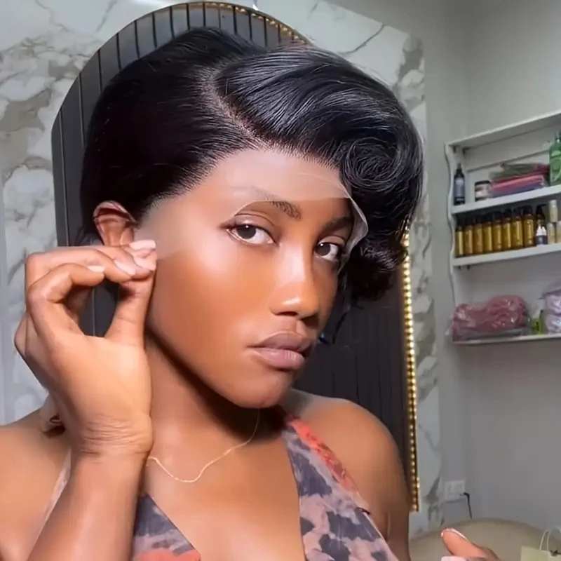 13x4x1 T جزء الدانتيل إغلاق موجة شفافة شعر مستعار الدانتيل قبل قطعها