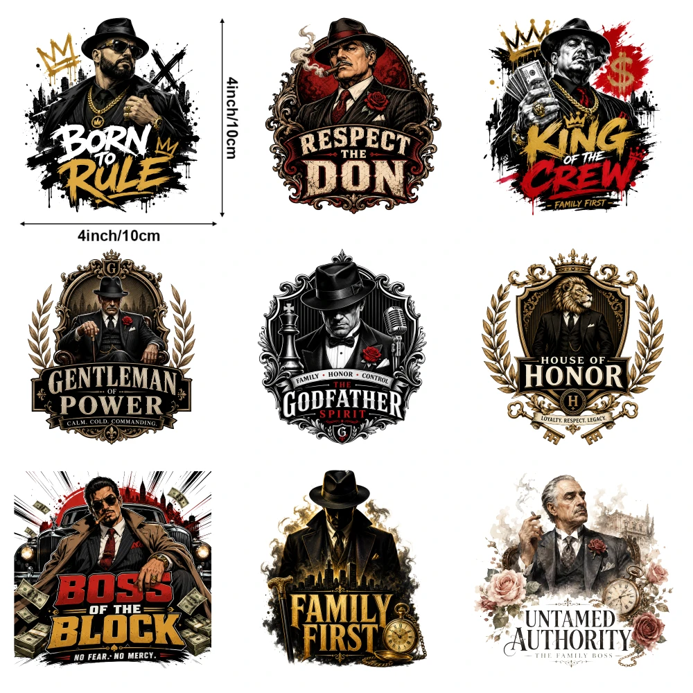 9 Pcs Mafia Boss Gentleman Power Boss Block Godfather Spirit Born Rule Respect Don King Crew House Honor Family
