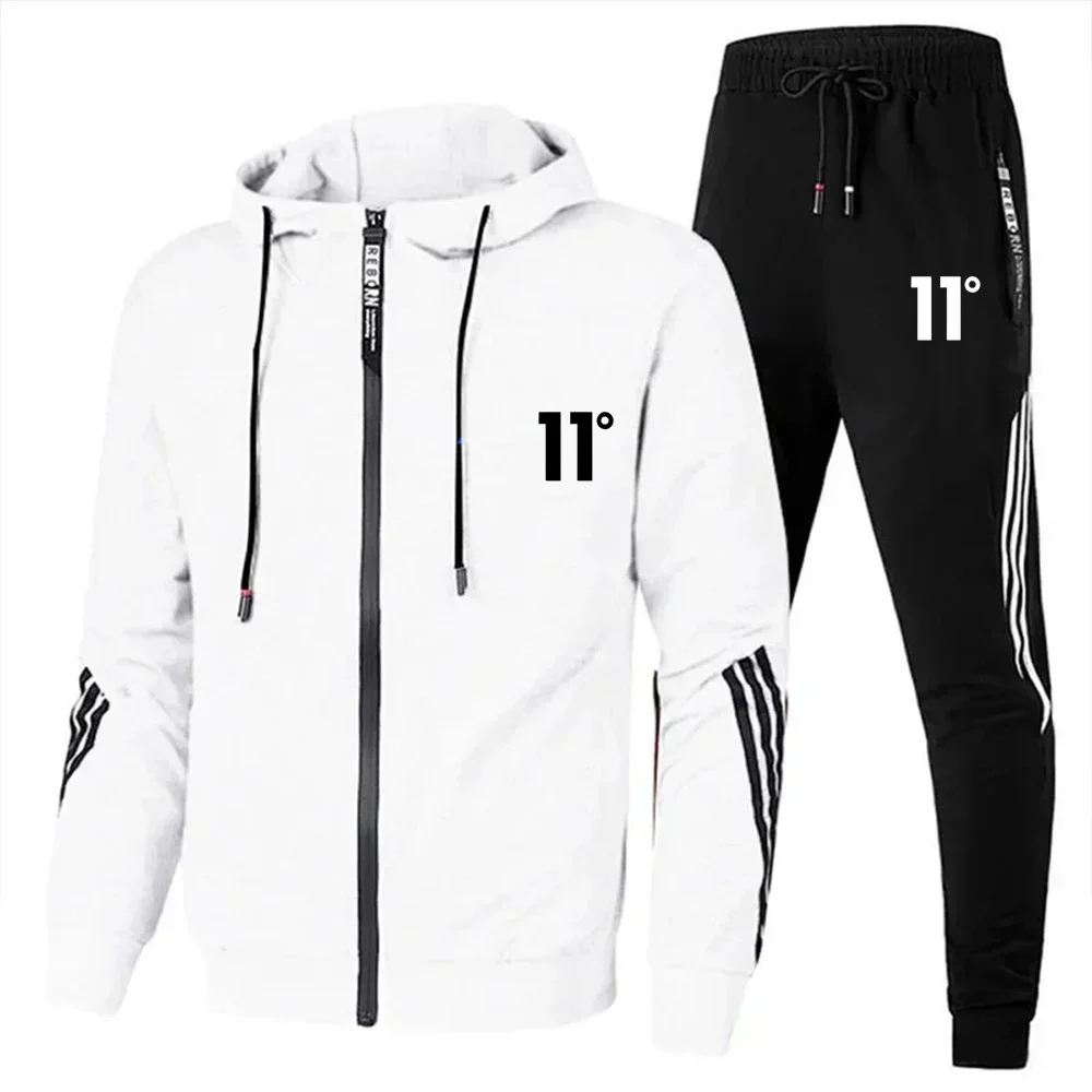 Autumn and winter printed fitness drawstring sweatshirt, long-sleeved outdoor fashionable men's suit for sports