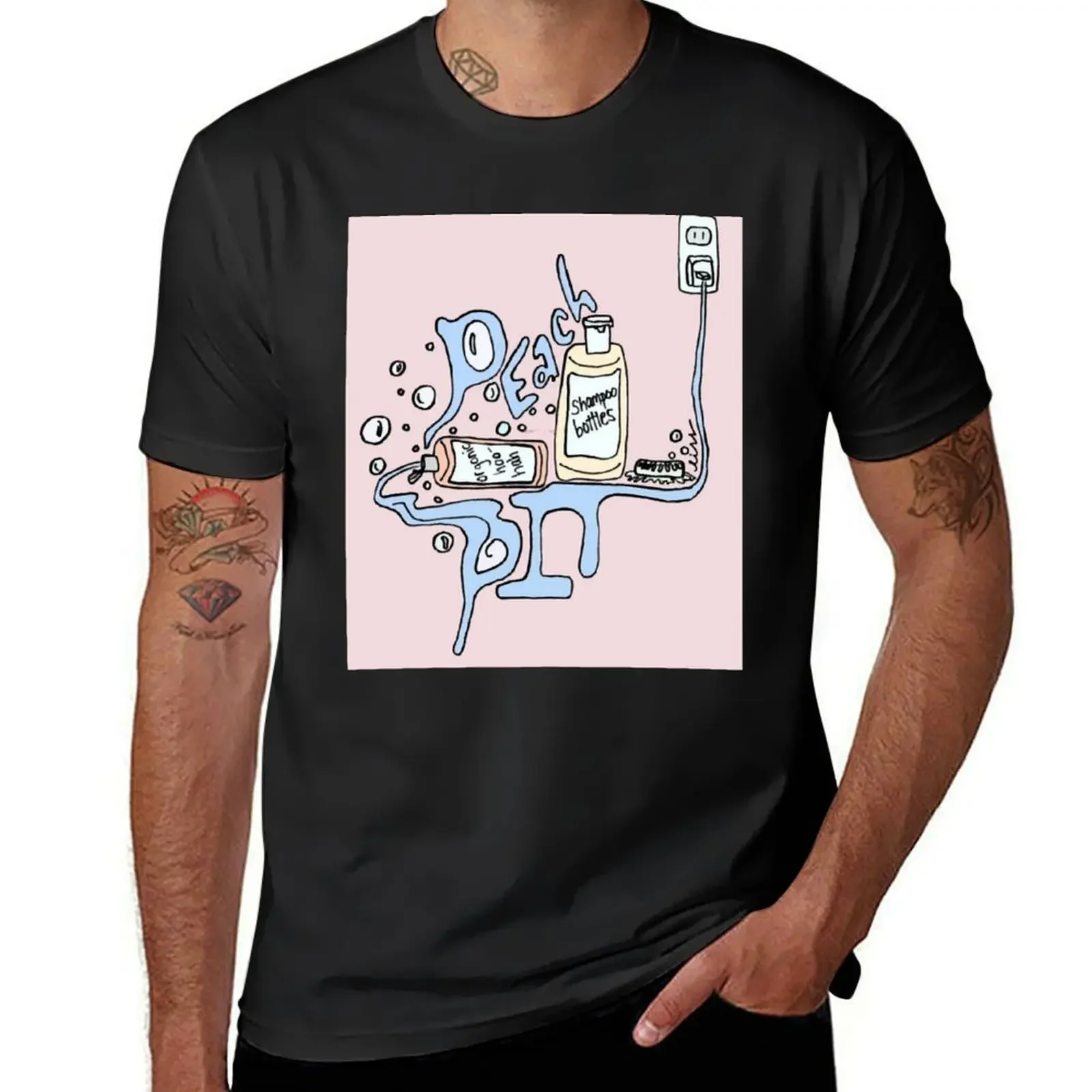

PEACH PIT SHAMPOO BOTTLES (original, colour, background) T-Shirt baggy shirts oversizeds cheap stuff shirts graphic tee men