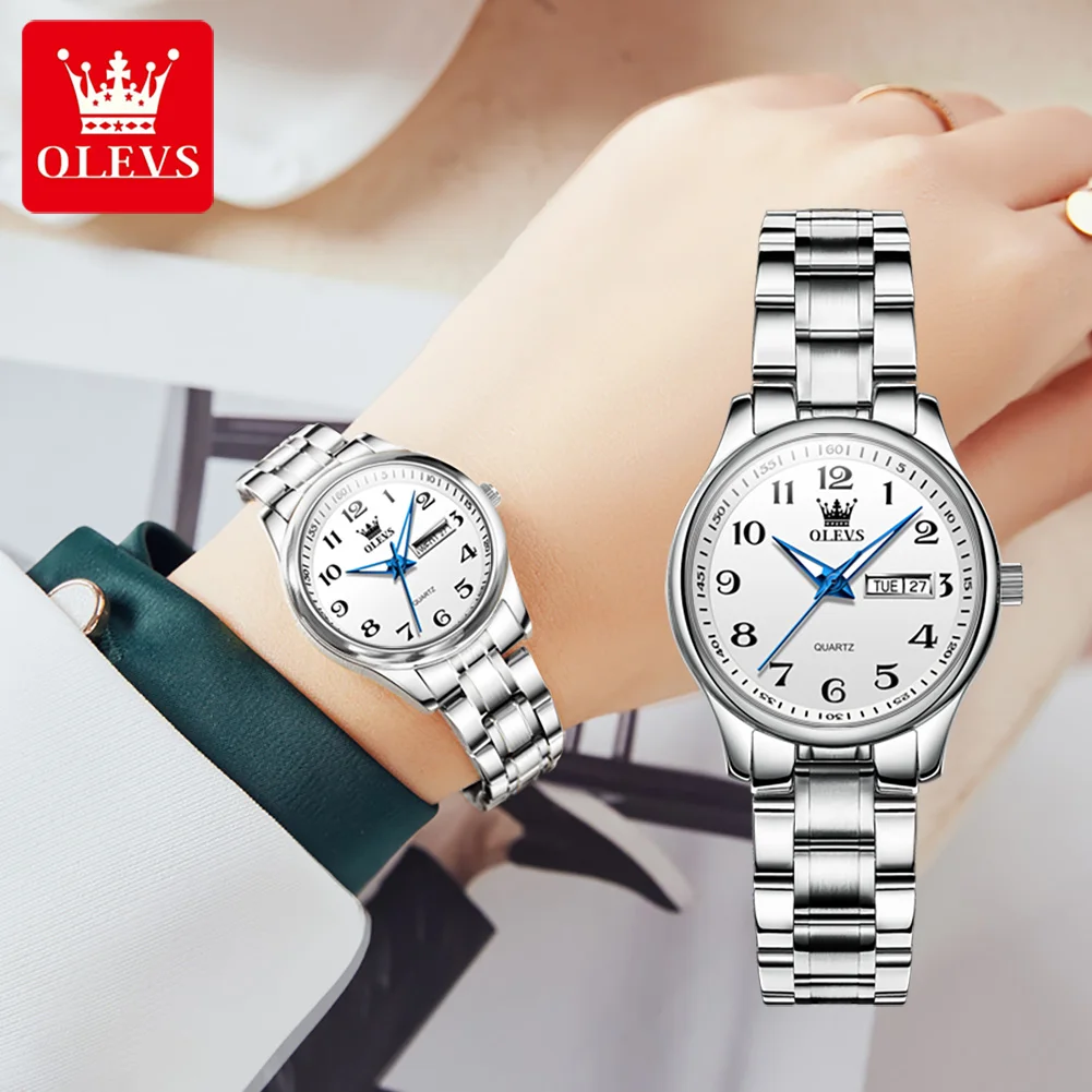 OLEVS Classics Fashion Original Luxury Elegant Lady Watch Stainless Steel Waterproof Quartz Lady Wristwatch Relogios Feminino