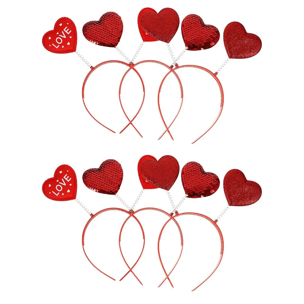 

6 шт. красных повязок для волос в форме сердца, высокого качества, подходят для большинства возрастов, аксессуар для волос на День святого Валентина, изящное украшение для головы, праздничные принадлежности