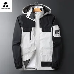 Techwear Windbreaker Men's 2024 Autumn Fashion Casual Waterproof Multi-Pocket Work Jacket Couple Camping Function Hooded Coat