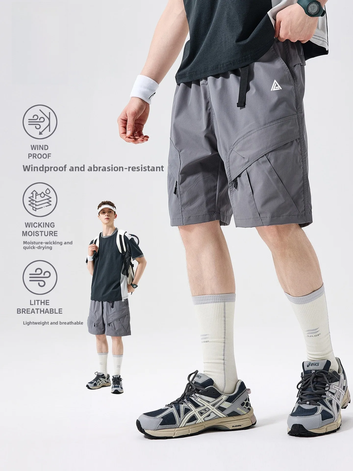 LAZY DAY Outdoor Men's Workwear Shorts Lightweight Quick Dry Breathable Hiking Sports Five-Quarter Length Summer Shorts
