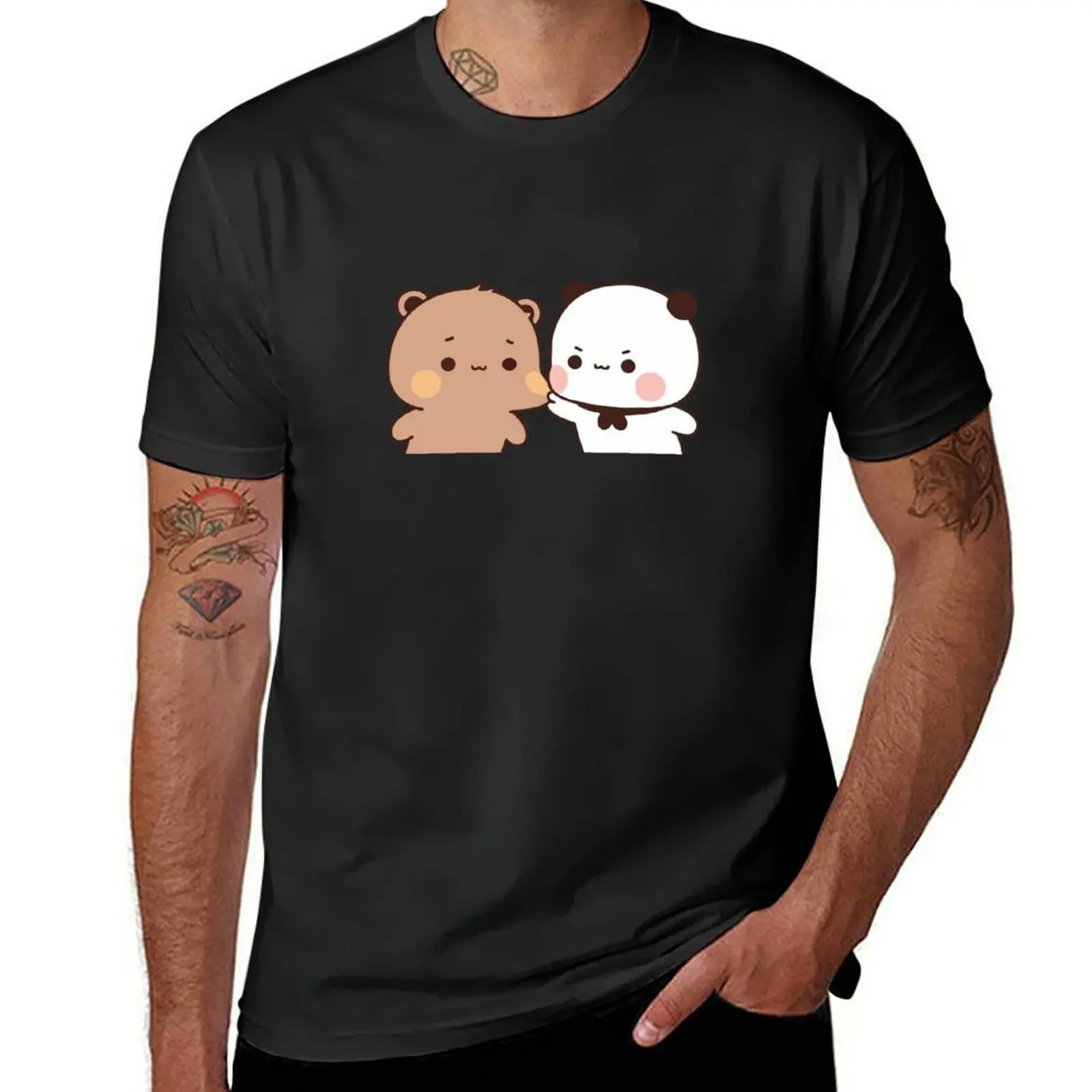 Panda Bear , Bubu Dudu Love T-Shirt blacks quick drying Men's cotton t-shirt