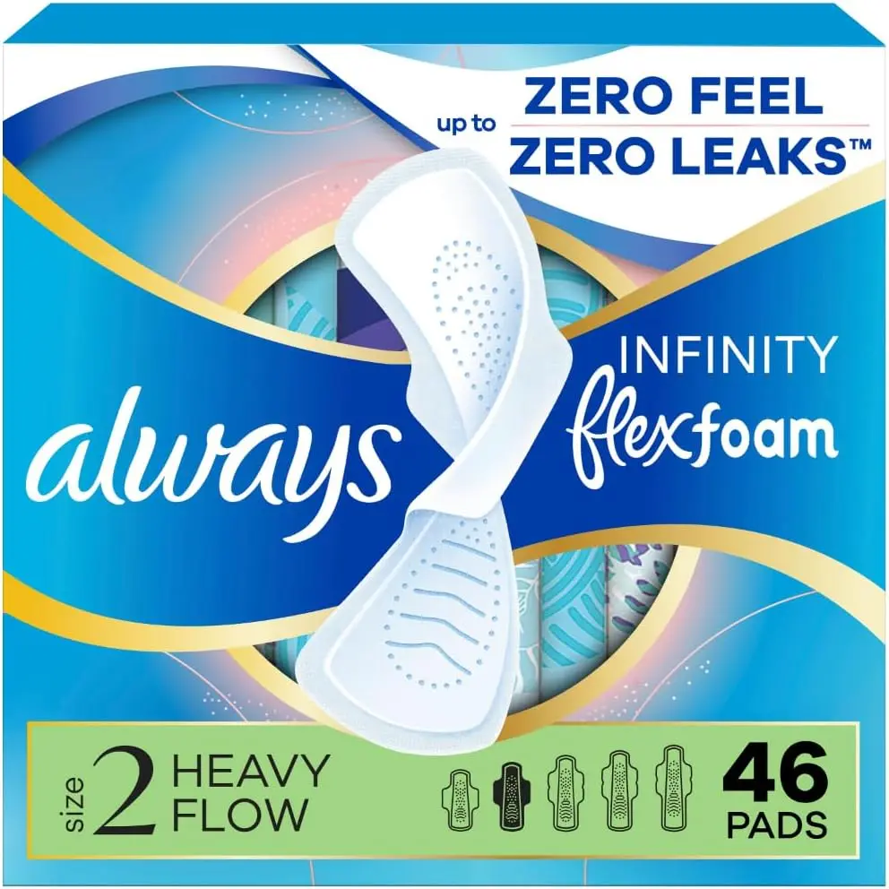 

Pads for Women, Flexfoam Pads with Wings, Size 2, Heavy Absorbency, Unscented, 46 Count