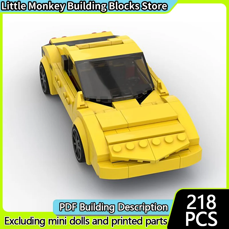 스피드 레이싱 카 모델 MOC 빌딩 블록 MY81 옐로우 머슬카 모듈형 기술 어린이 휴일 선물 조립 장난감 세트