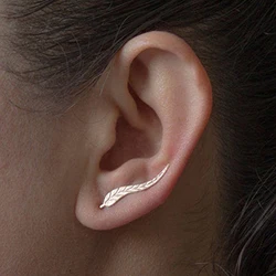 Leaf Earrings Ear Climber Fashion Women Ear Sweep Wrap Silver Gold Lady Ear Climber Leafs Ear Cuffs Earrings For Women Jewelry