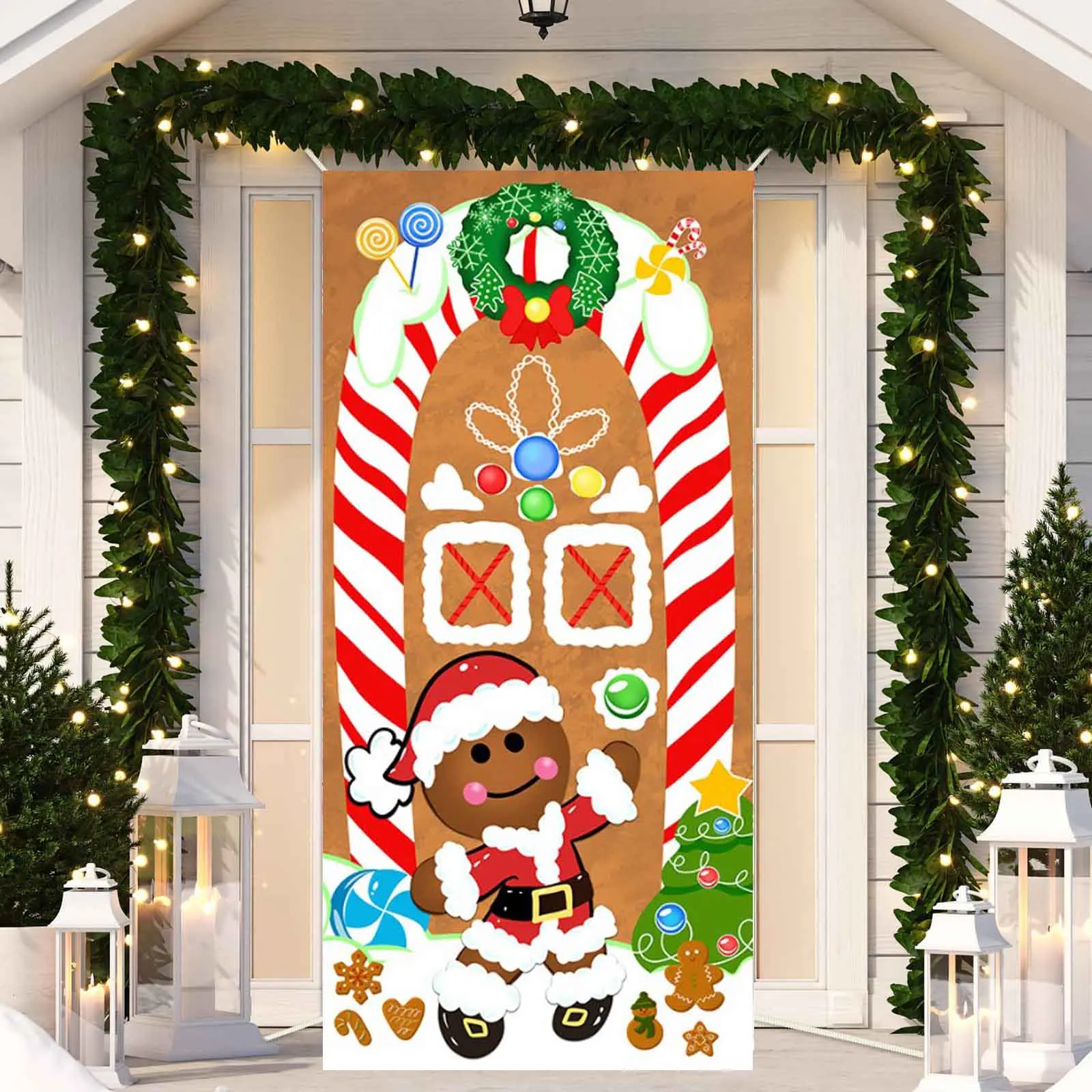 New Year Christmas Background Decoration Hanging Cloth Christmas Door Background Cloth Party Decoration Tapestry Door Cover 2024