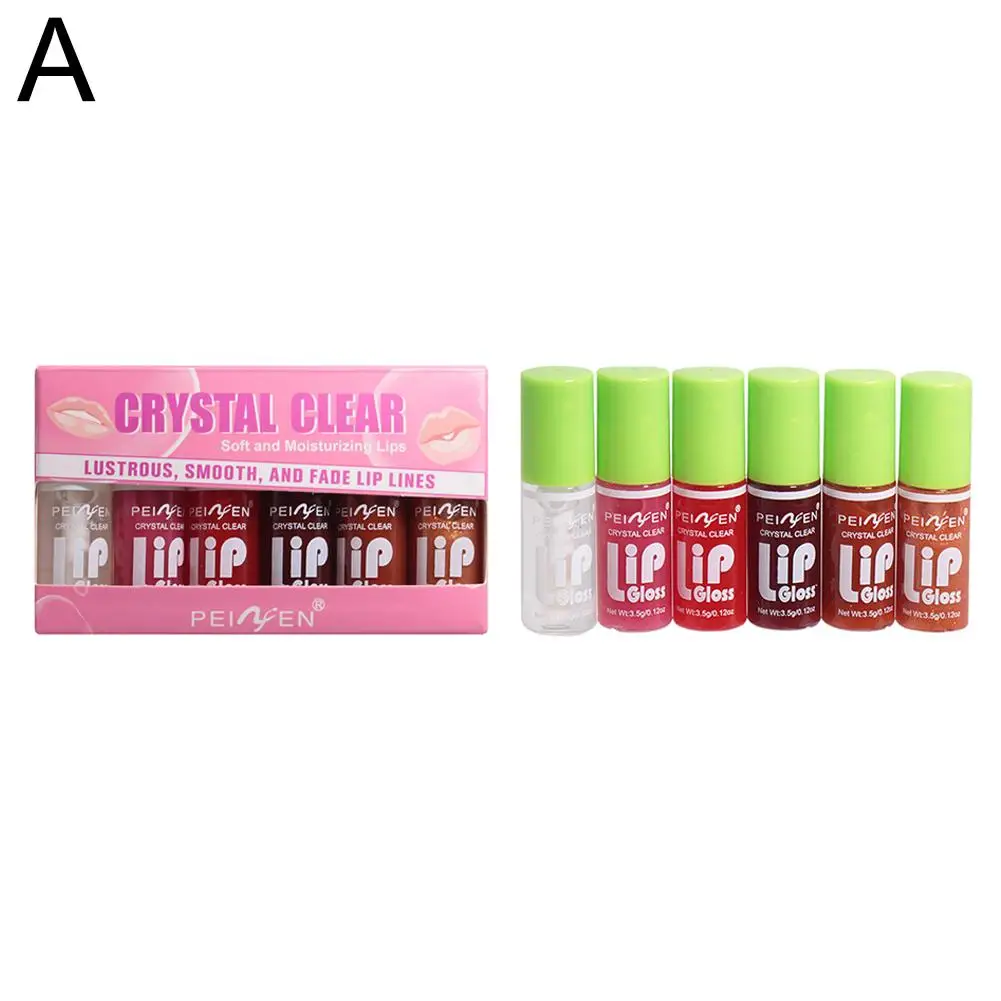 Brilho labial hidratante para mulheres, lábio transparente, óleo de plumper, duradouro, nutritivo, lábios esmalte, beleza, hidratação, cosméticos, 6pcs