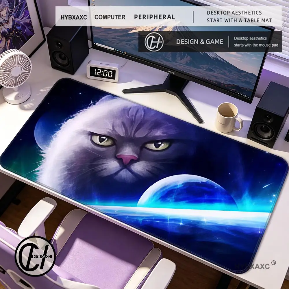 Lightning Cat Playmat Funny Cat Mousepad Large Szie Mouse Pad Offices & Gamer Desk Mat for Work Game PC Laptop Cute Rug Carpet