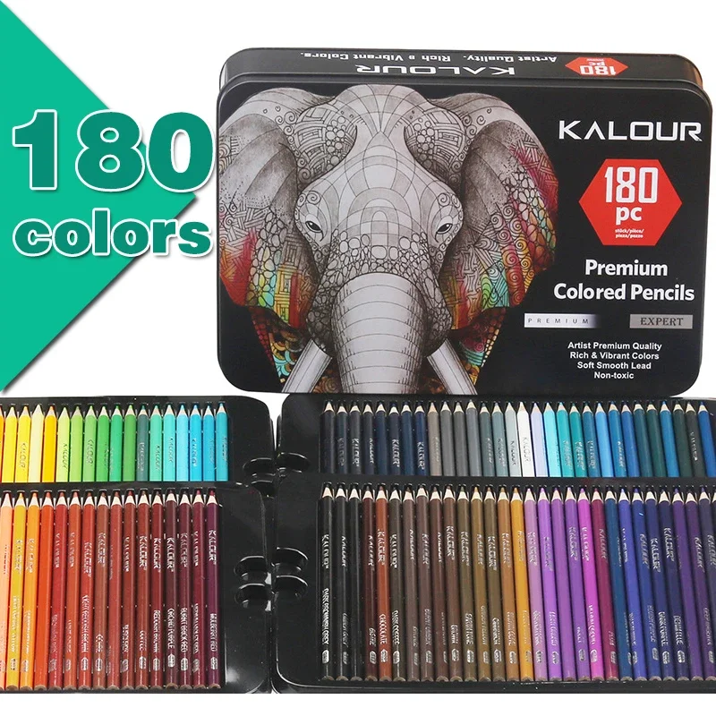 kemila 180 Color Drawing Non-toxic Wood Color Pencils Metal Box Pencil Set sketch drawing Soft Oil Colored Pencils