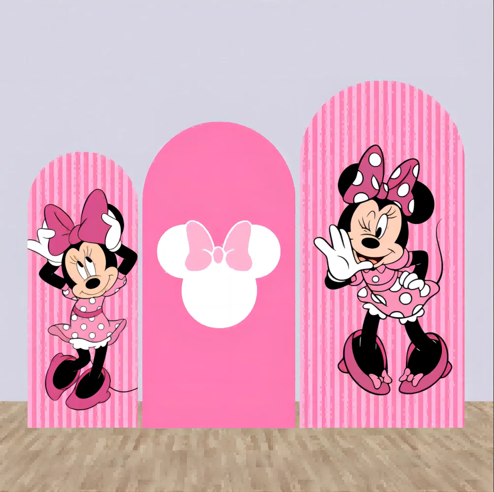 Mickey and  Minne Mouse Arch Backdrop Cover Birthday or Wedding  Party Decor Candy Dessert Table Cover Banner