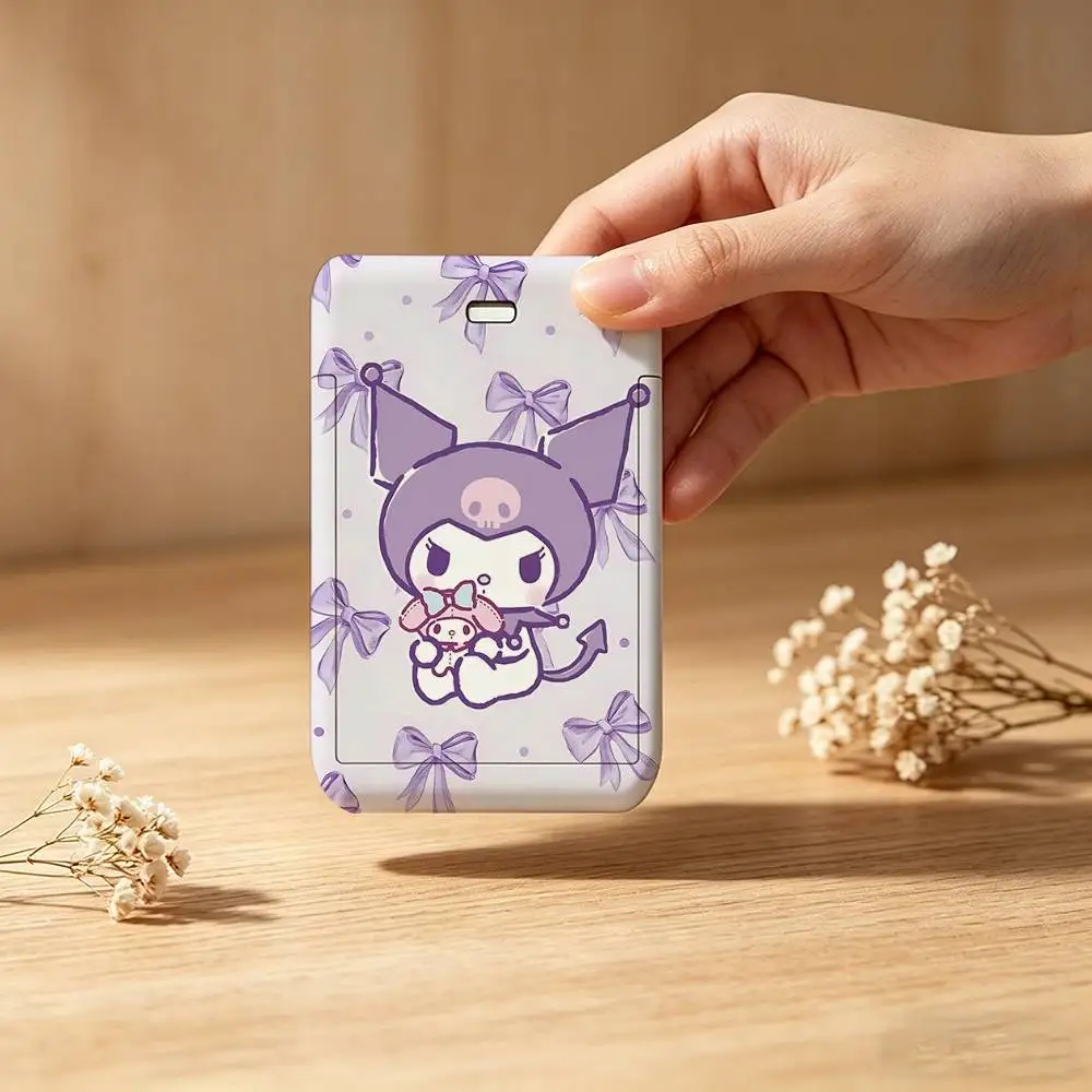 Cute K-Kuromi 1 Card Holder, Leather Card Storage Box, Key Chain, Access Tag Holder, ID Card Holder, Key Chain view 5