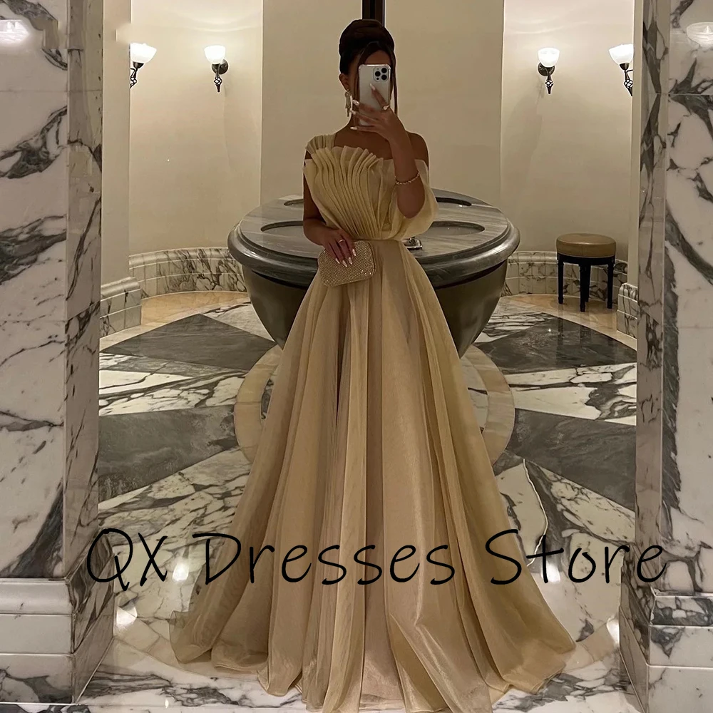 Customized Jiayigong Fashion cream-coloured A-line Tulle Formal Dresses Draped elegant Off the Shoulder Tiered Party Gowns