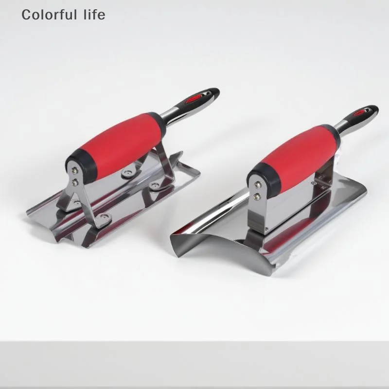 مجرفة تجصيص من الفولاذ المقاوم للصدأ متينة للغاية بمقبض مطاطي، مثالية للجدران الجافة والخرسانة