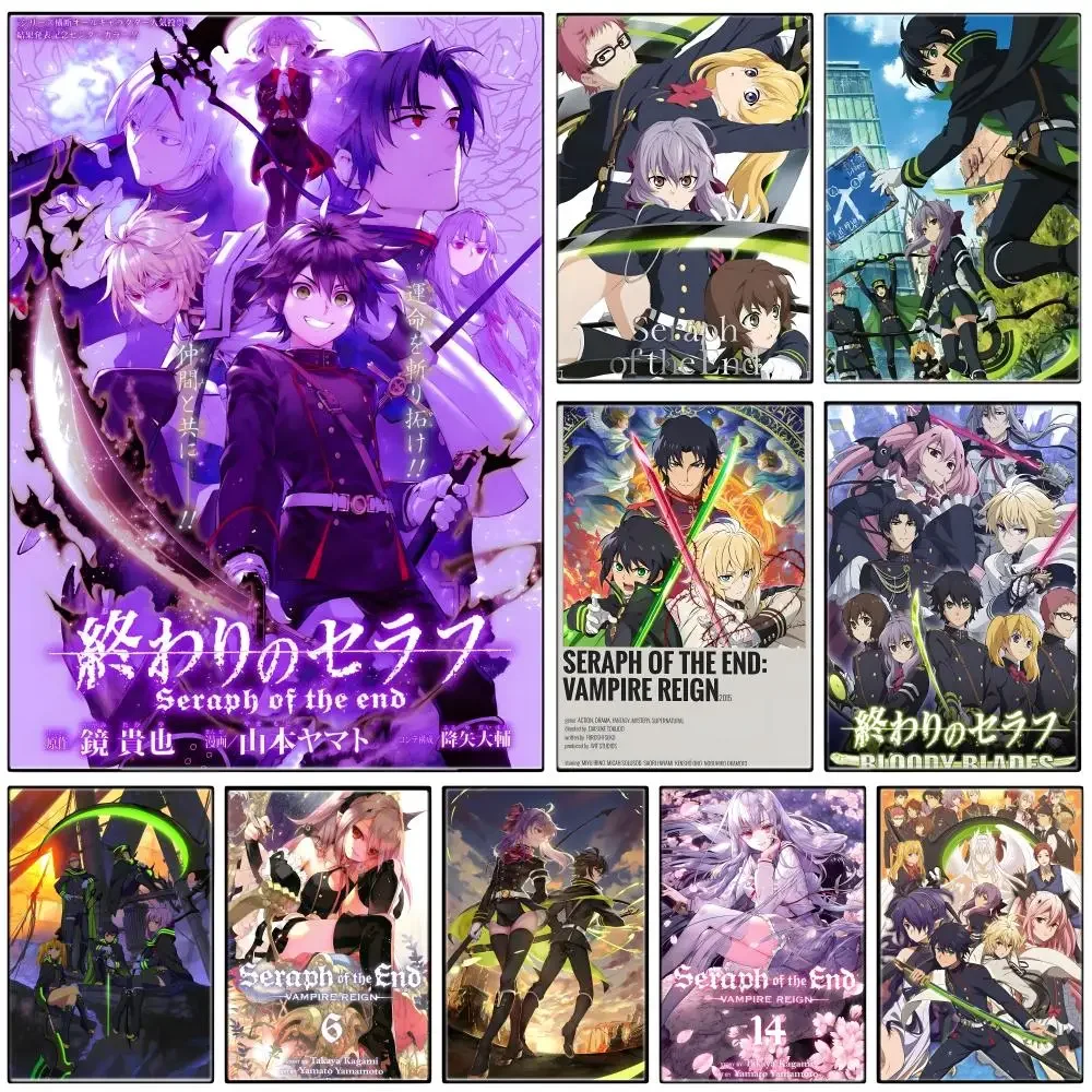 Anime S-Seraphs Of The Ends Poster Self-adhesive Art Waterproof Paper Sticker Coffee House Bar Room Wall Decor
